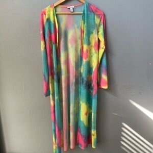 Tie Dye  Print Drop Shoulder Kimono💐🎆